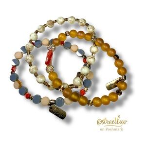 🥳 3/$26 Emerish Beaded Stretch Bracelets Neutral Gold